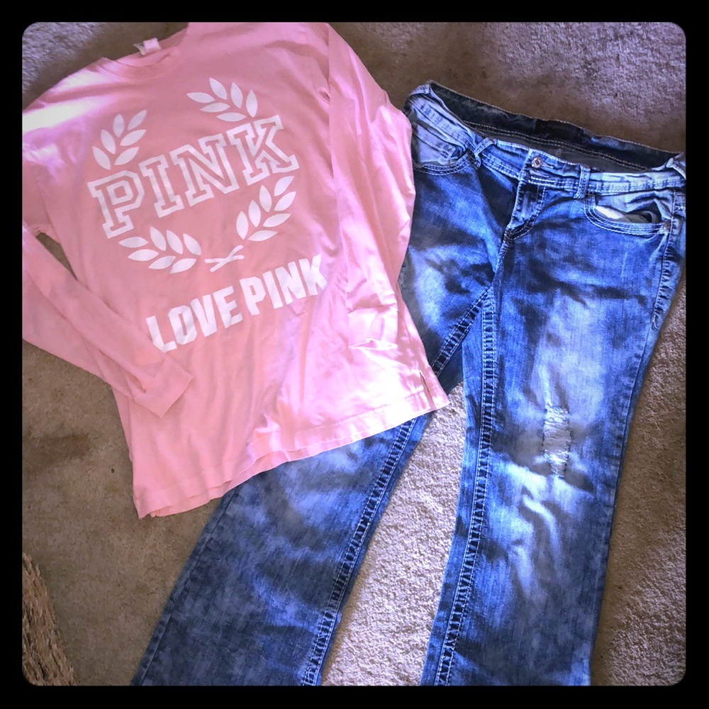 Jeans and Pink Shirt